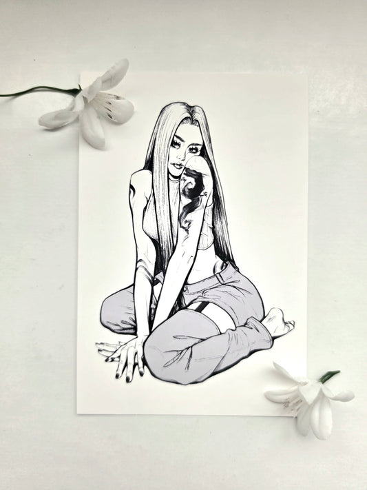 Tattooed Girl Art Print 4"x6"