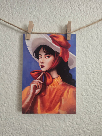 Lady In Orange Art Print 4"x6"