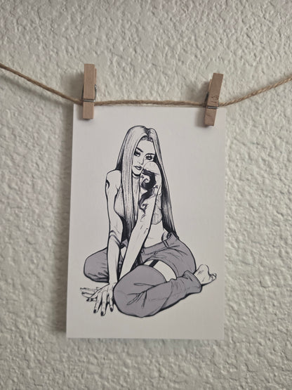 Tattooed Girl Art Print 4"x6"