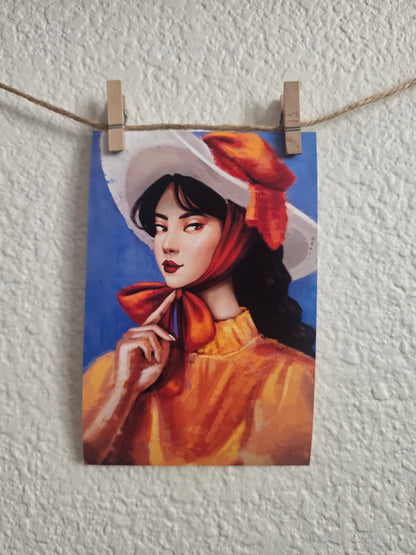 Lady In Orange Art Print 4"x6"