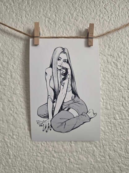 Tattooed Girl Art Print 4"x6"