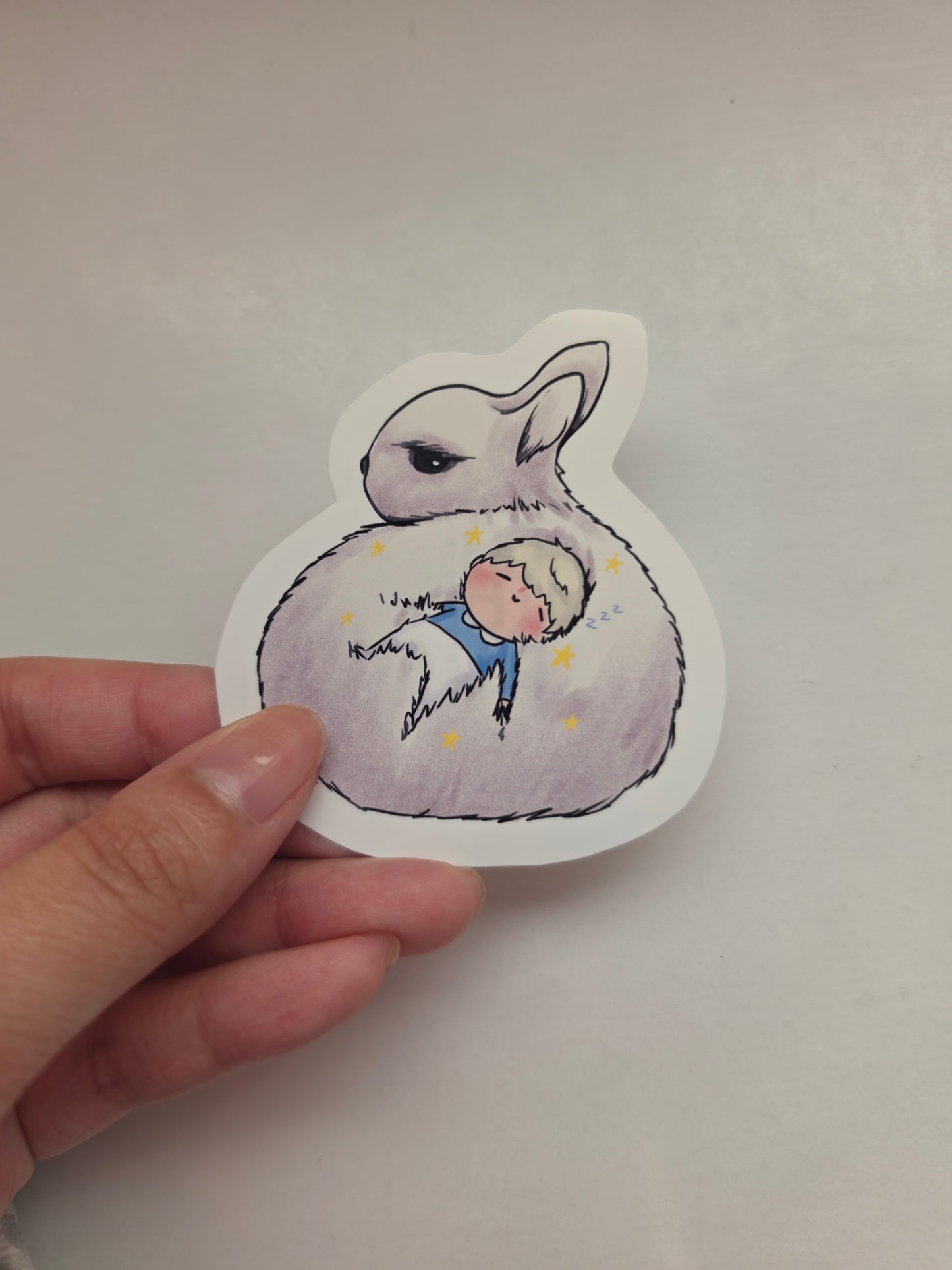 Xavier Dreams On A Bunny Sticker