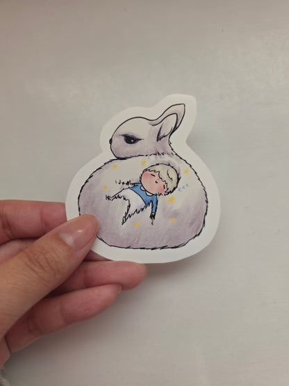 Xavier Dreams On A Bunny Sticker