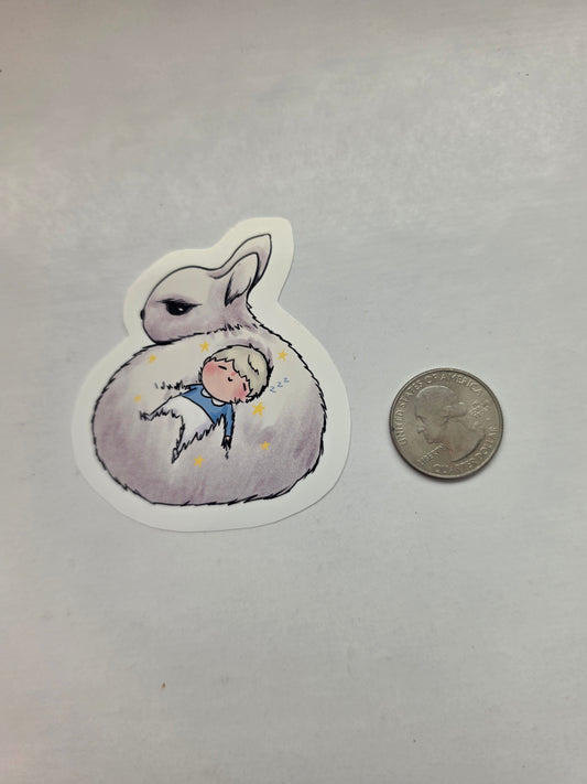 Xavier Dreams On A Bunny Sticker