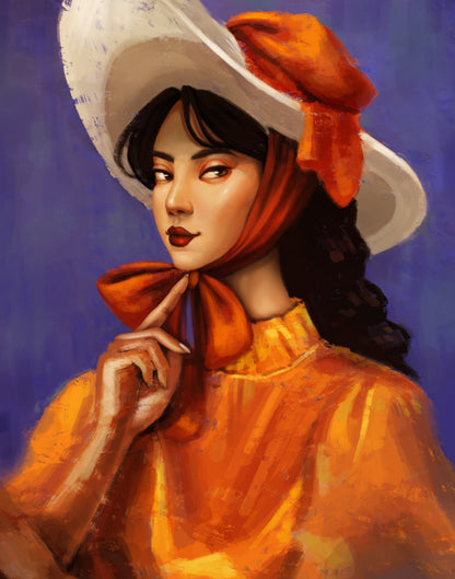 Lady In Orange Art Print 4"x6"