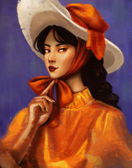 Lady In Orange Art Print 4"x6"