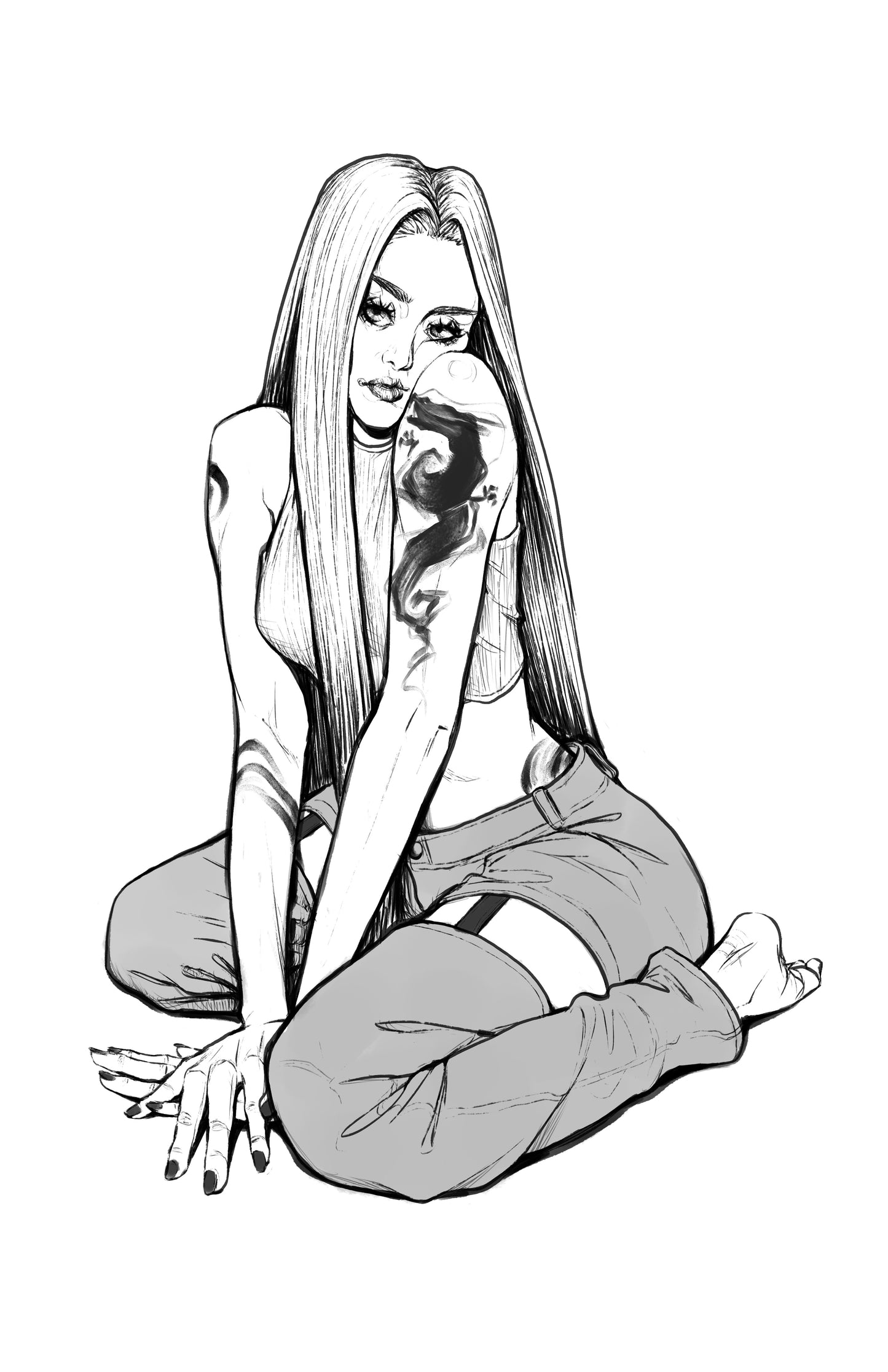 Tattooed Girl Art Print 4"x6"